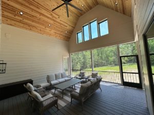 Screen Porch with Pine Tongue & Groove Ceiling & Trex Flooring